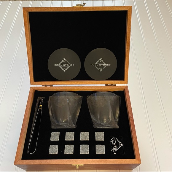 COOL STONES Other - COOL STONES Whiskey Stones & Glasses Gift Boxed Set! W/8 Granite Chilling Rocks!